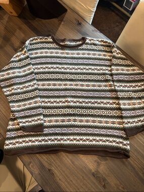Vintage Fair Isle Crewneck Sweater - Brown/Green Pattern